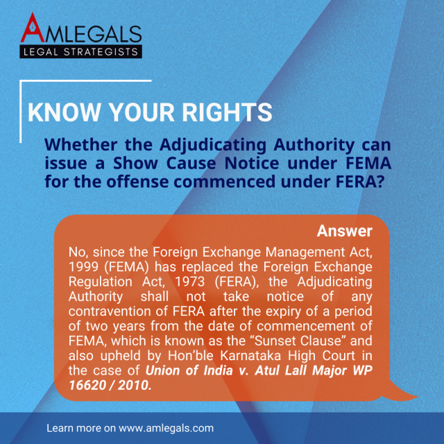 Whether the Adjudicating Authority can issue a Show Cause Notice under FEMA for the offense commenced under FERA? 