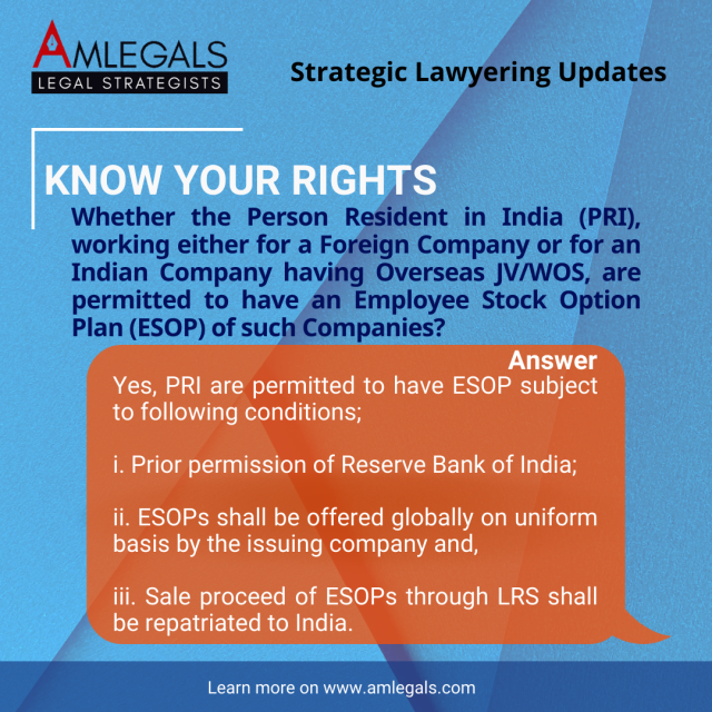 Whether the Person Resident in India (PRI), working either for a Foreign Company or for an Indian Company having Overseas JV/WOS, are permitted to have an Employee Stock Option Plan (ESOP) of such Companies?