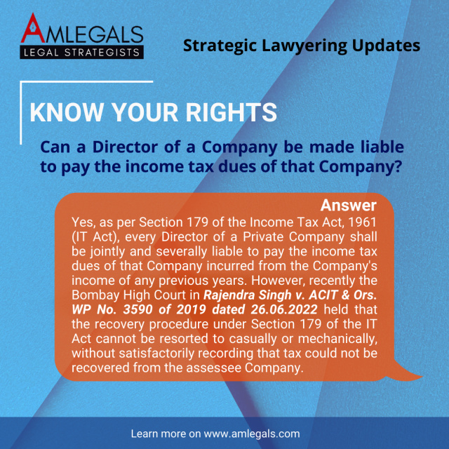 Can a Director of a Company be made liable to pay the income tax dues of that Company?
