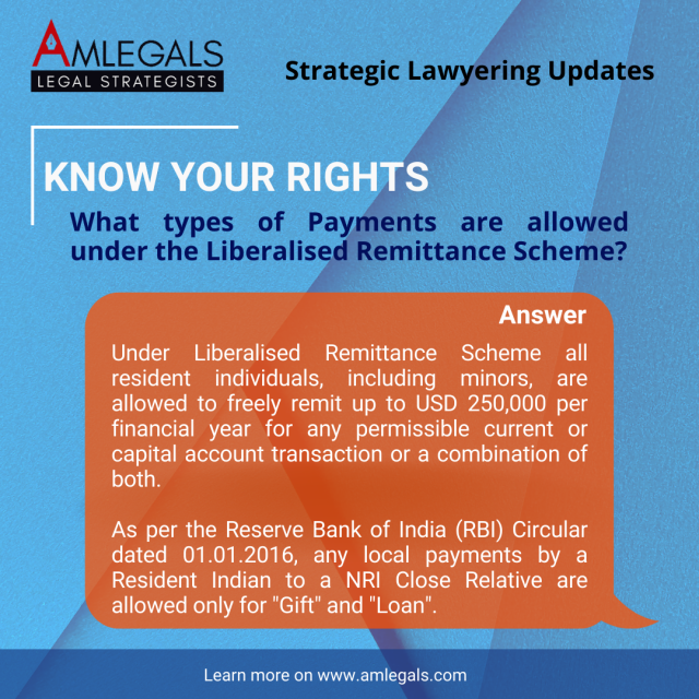 What types of Payments are allowed under the Liberalised Remittance Scheme?