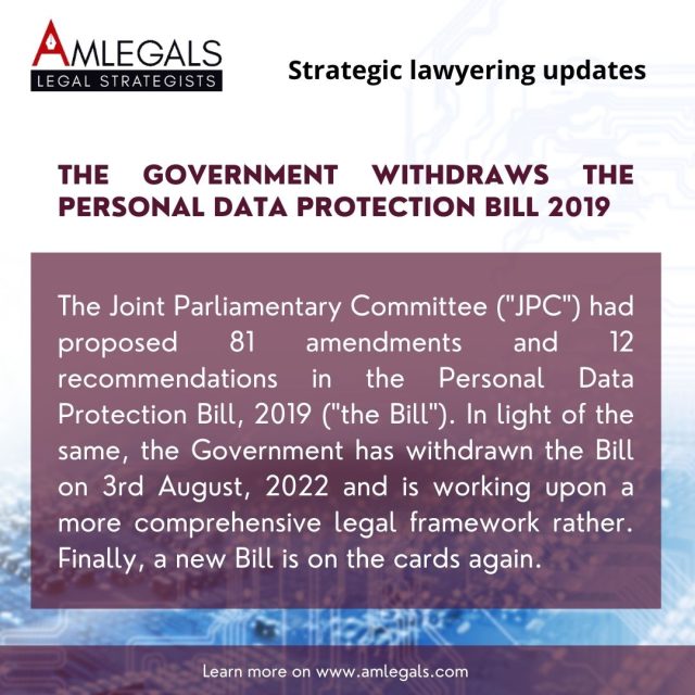 The Government Withdraws the Personal Data Protection Bill, 2019