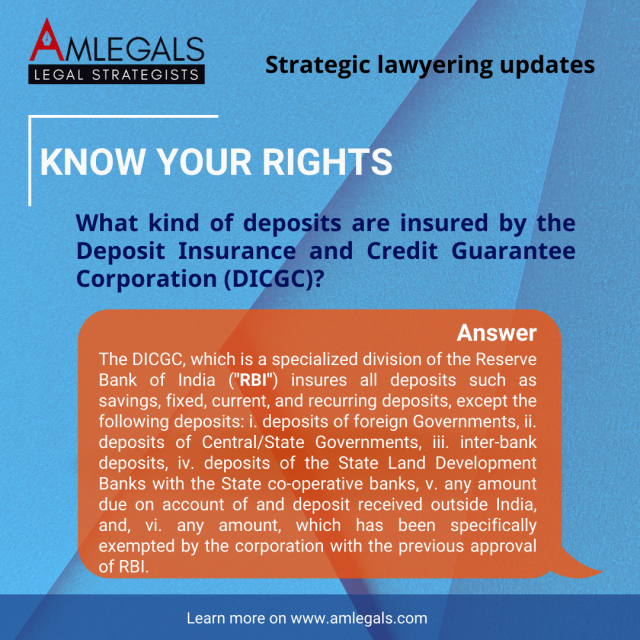 What kind of deposits are insured by the Deposit Insurance and Credit Guarantee Corporation (DICGC)?