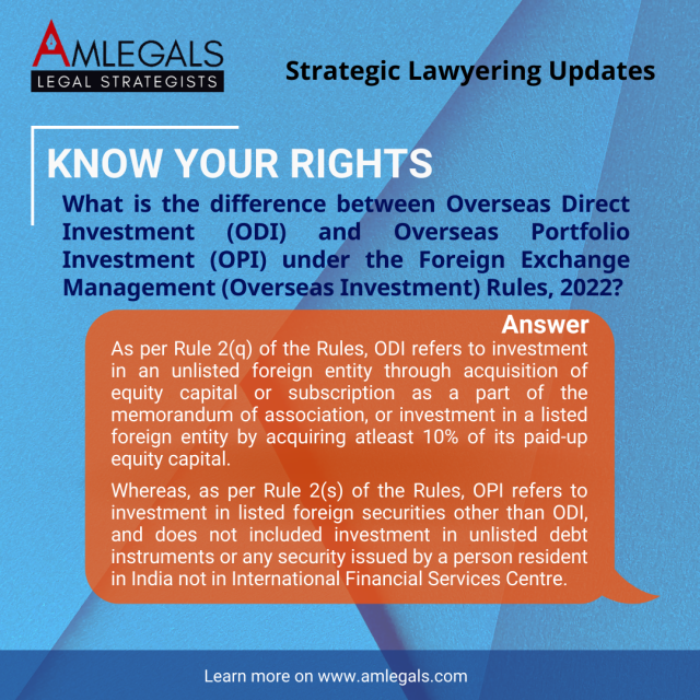 What is the difference between Overseas Direct Investment and Overseas Portfolio Investment under the Foreign Exchange (Overseas Investment) Rules, 2022?