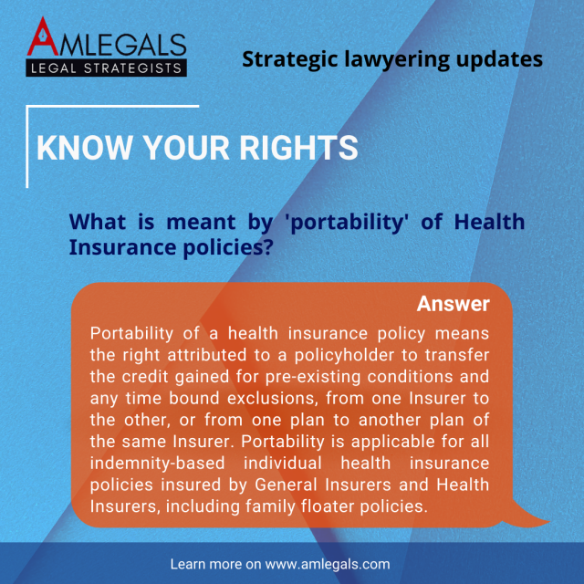 What is meant by 'Portability' of Health Insurance Policies?