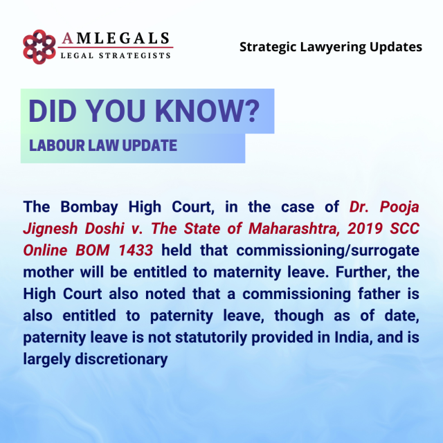 Whether commissioning / surrogate mother is entitled to maternity leave?